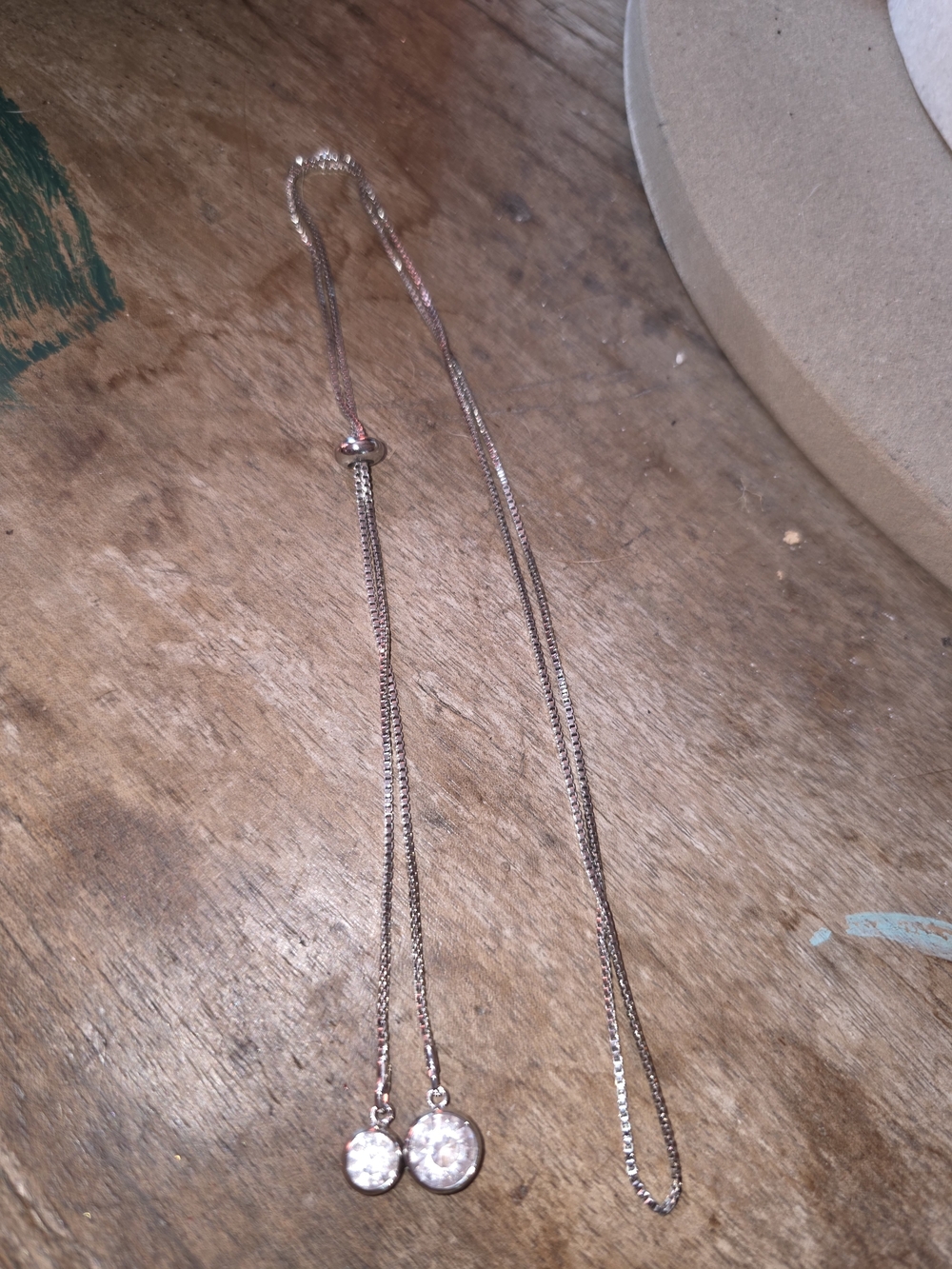 Source Unknown Silver-Tone Adjustable Necklace with Clear Crystal Drops